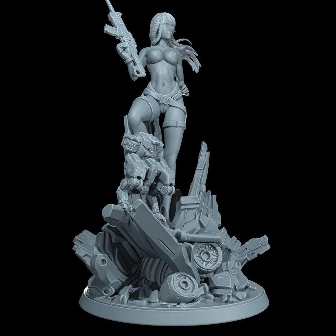 Cyber Stealth Operative Female Unpainted Mini Sci-Fi Starfinder Topless Nude NSFW