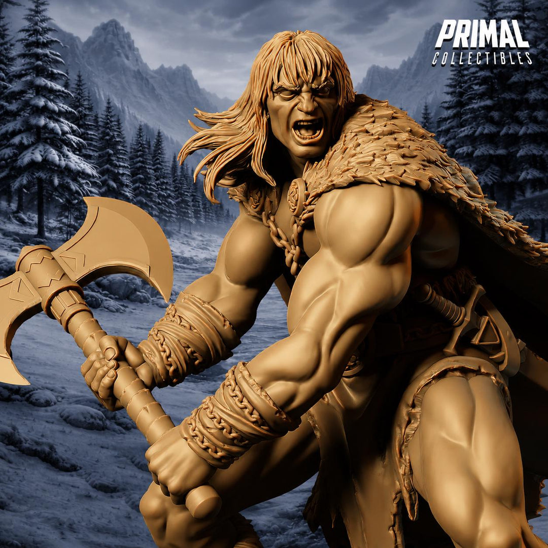 Human Barbarian Miniature DnD Berserker Warrior | Axe Fighter UNPAINTED Resin