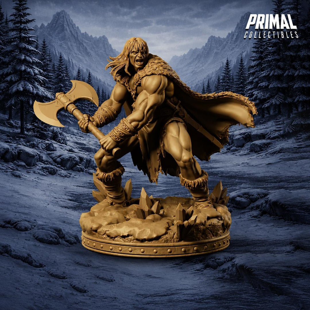 Human Barbarian Miniature DnD Berserker Warrior | Axe Fighter UNPAINTED Resin