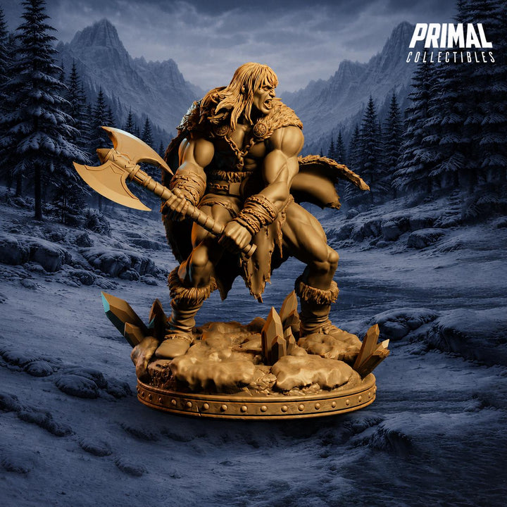 Human Barbarian Miniature DnD Berserker Warrior | Axe Fighter UNPAINTED Resin