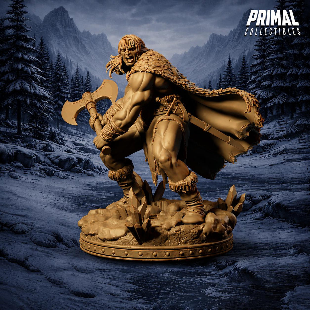 Human Barbarian Miniature DnD Berserker Warrior | Axe Fighter UNPAINTED Resin