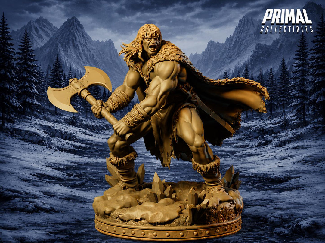 Human Barbarian Miniature DnD Berserker Warrior | Axe Fighter UNPAINTED Resin