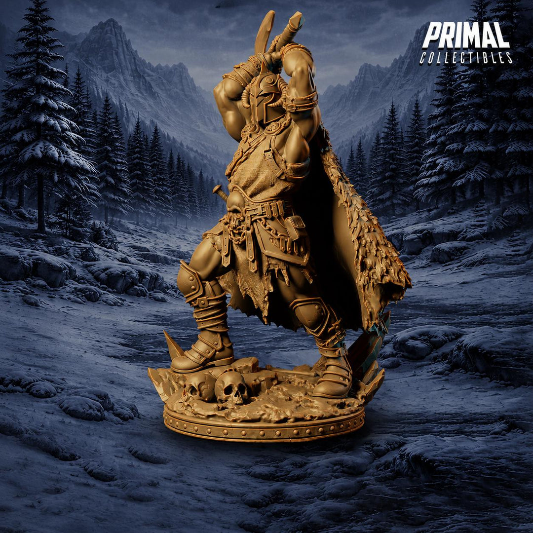 Barbarian Knight Miniature | Doom Herald Axe Warrior | UNPAINTED Resin DnD Pathfinder