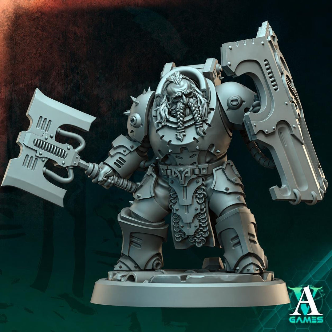 Sci-Fi Warrior Miniature | Heavy Axe Guard | UNPAINTED Resin RPG Wargame