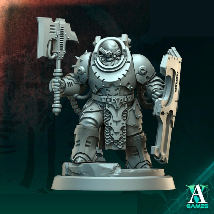 Sci-Fi Warrior Miniature | Shield Axe Soldier | UNPAINTED Resin RPG Wargame