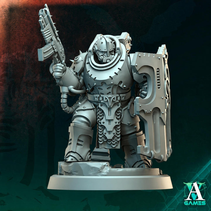 Sci-Fi Soldier Miniature | Shield Rifle Warrior | UNPAINTED Resin RPG Wargame