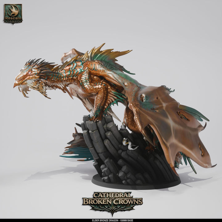 Elder Bronze Dragon Miniature | Gargantuan Dragon Boss | UNPAINTED Resin DnD Pathfinder