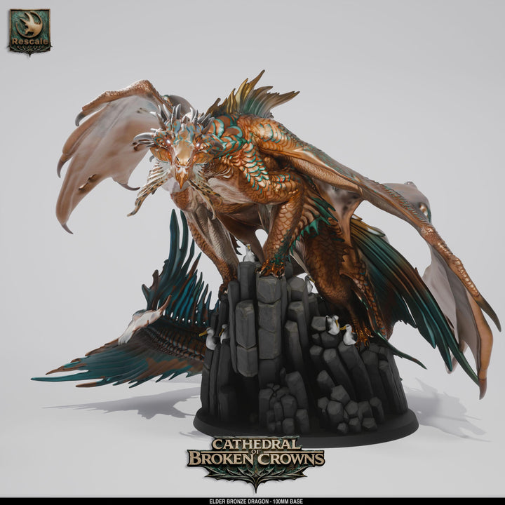 Elder Bronze Dragon Miniature | Gargantuan Dragon Boss | UNPAINTED Resin DnD Pathfinder