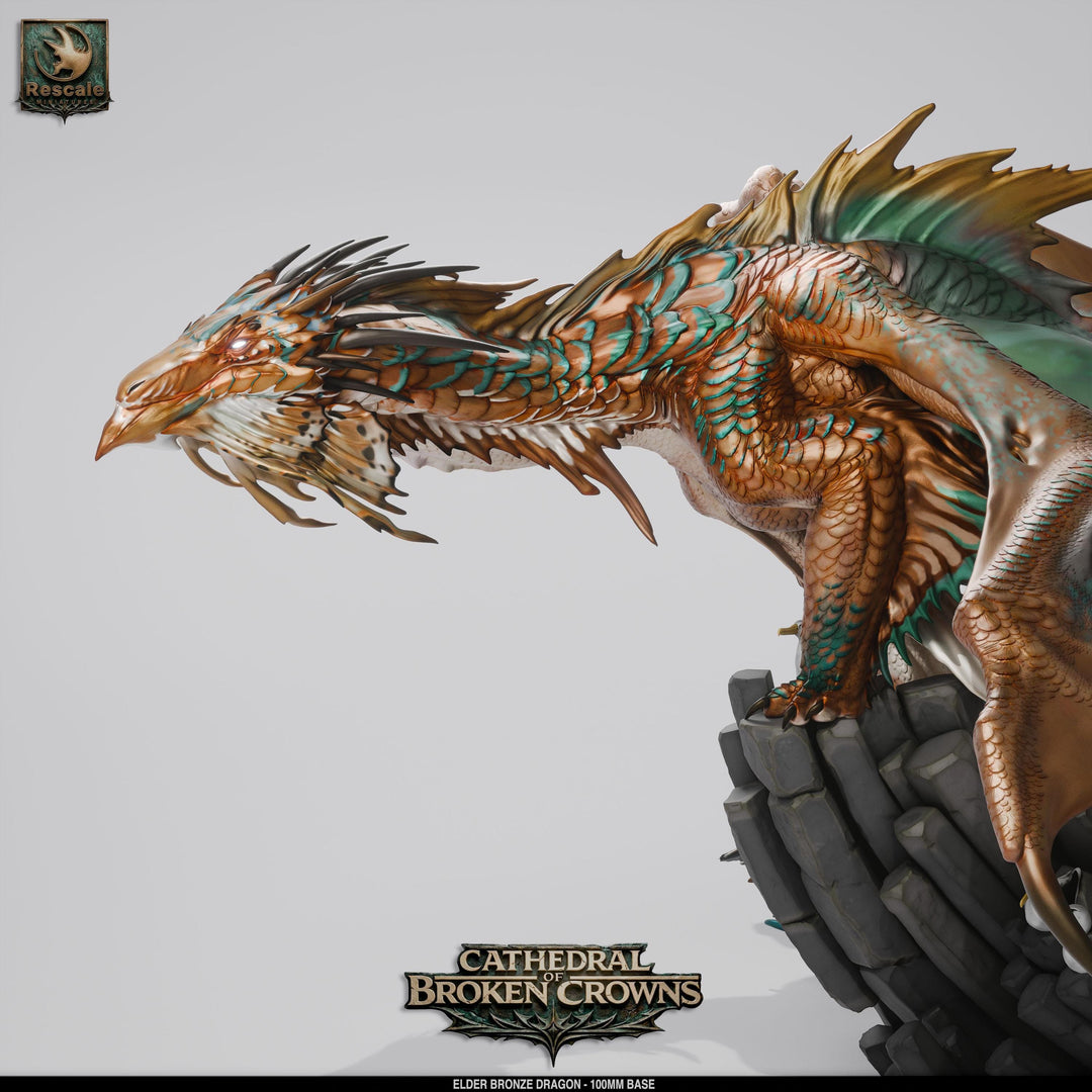 Elder Bronze Dragon Miniature | Gargantuan Dragon Boss | UNPAINTED Resin DnD Pathfinder
