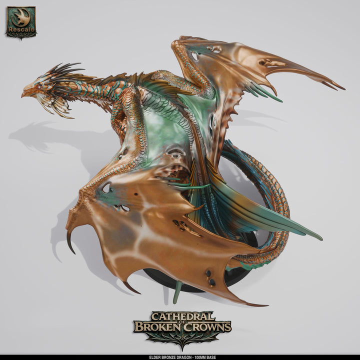 Elder Bronze Dragon Miniature | Gargantuan Dragon Boss | UNPAINTED Resin DnD Pathfinder