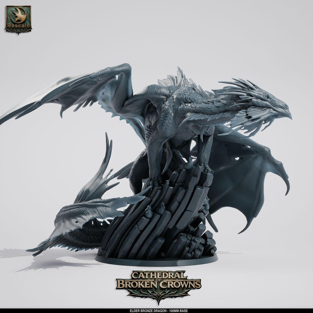 Elder Bronze Dragon Miniature | Gargantuan Dragon Boss | UNPAINTED Resin DnD Pathfinder
