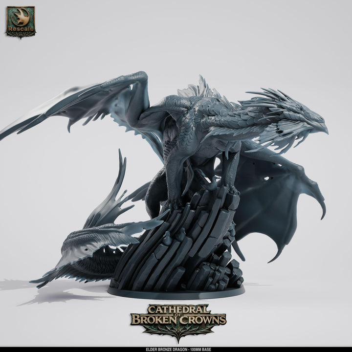 Elder Bronze Dragon Miniature | Gargantuan Dragon Boss | UNPAINTED Resin DnD Pathfinder