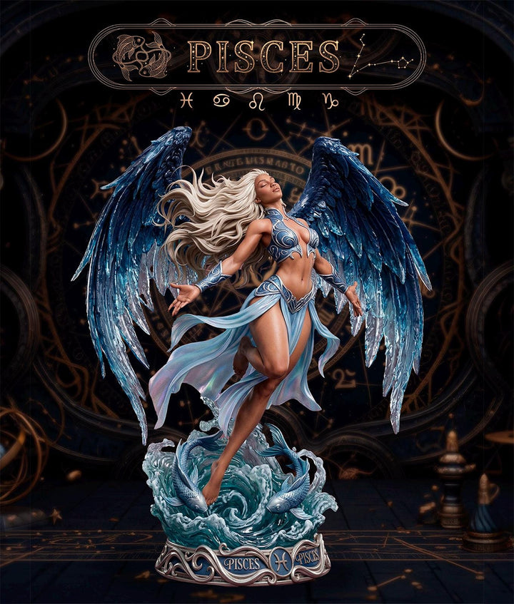 Female Angel Miniature | Pisces Zodiac Sorceress NSFW Topless | UNPAINTED Resin DnD Pathfinder