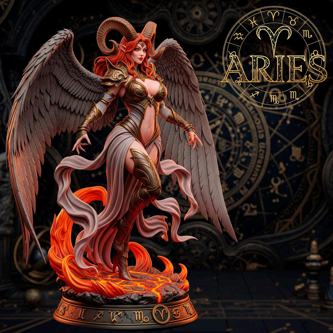 Female Angel Miniature | Aries Zodiac Sorceress NSFW Topless | UNPAINTED Resin DnD Pathfinder