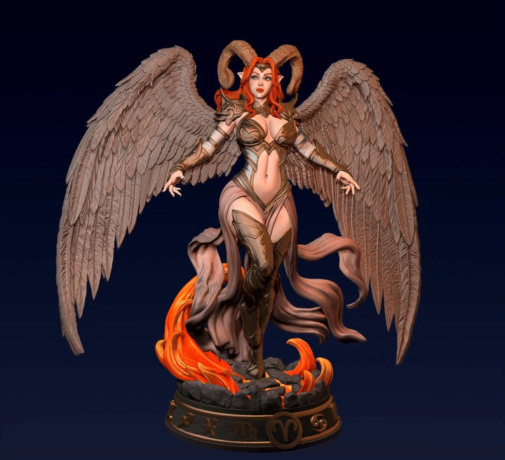 Female Angel Miniature | Aries Zodiac Sorceress NSFW Topless | UNPAINTED Resin DnD Pathfinder