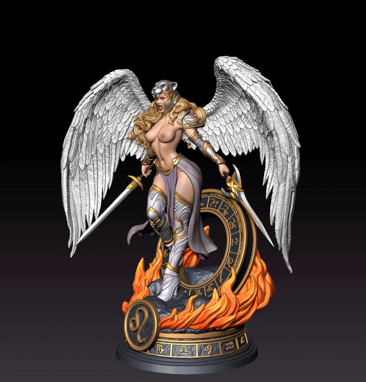 Female Angel Miniature | Leo Zodiac Warrior NSFW Topless | UNPAINTED Resin DnD Pathfinder