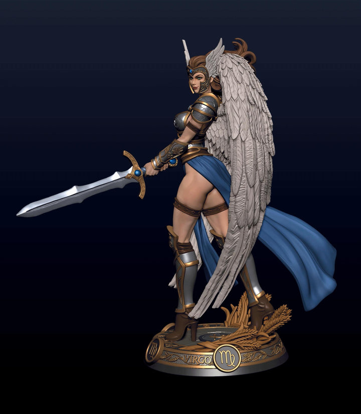 Female Angel Miniature | Virgo Zodiac Warrior NSFW Topless | UNPAINTED Resin DnD Pathfinder