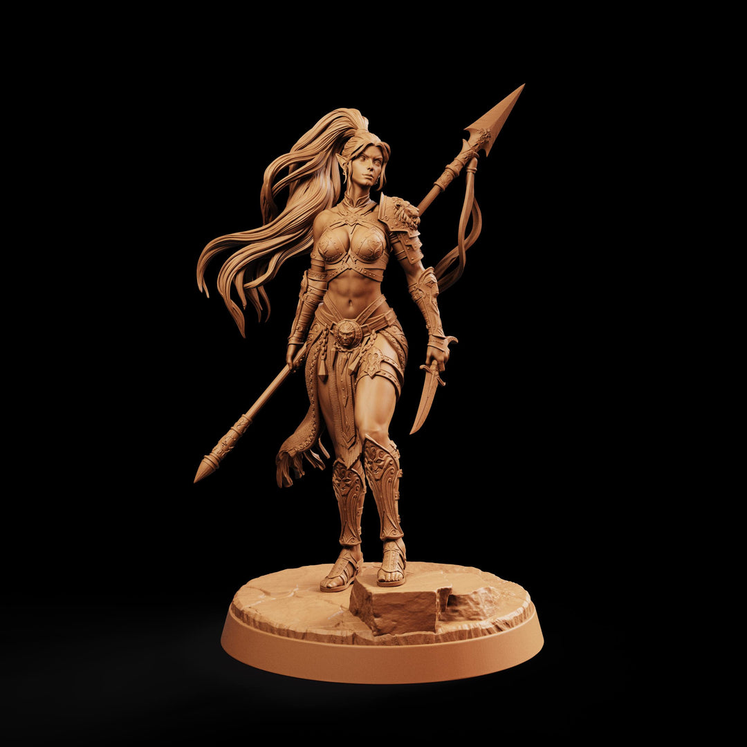 Female Elf Polearm Master Miniature, Thalira Spear Fighter Gladiator, PaintedOrNot Original DnD Pathfinder