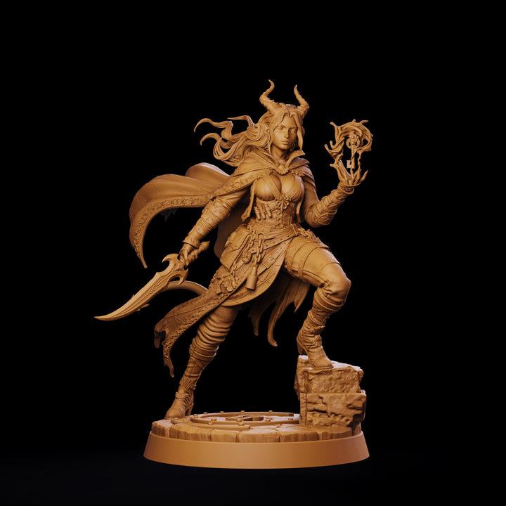 Female Tiefling Arcane Rogue Miniature, Belyra Spellblade, PaintedOrNot Original DnD Pathfinder