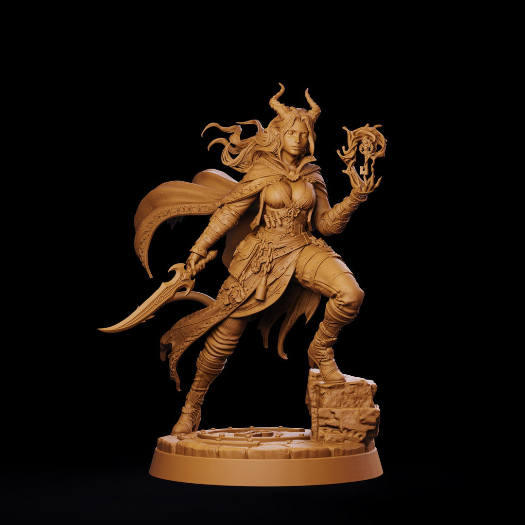 Tiefling Rogue STL, Belyra Arcane Spellblade Assassin, PaintedOrNot Original Digital Mini for DnD 5E
