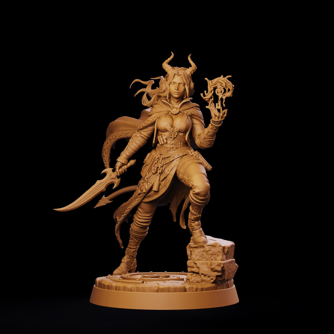 Female Tiefling Arcane Rogue Miniature, Belyra Spellblade, PaintedOrNot Original DnD Pathfinder