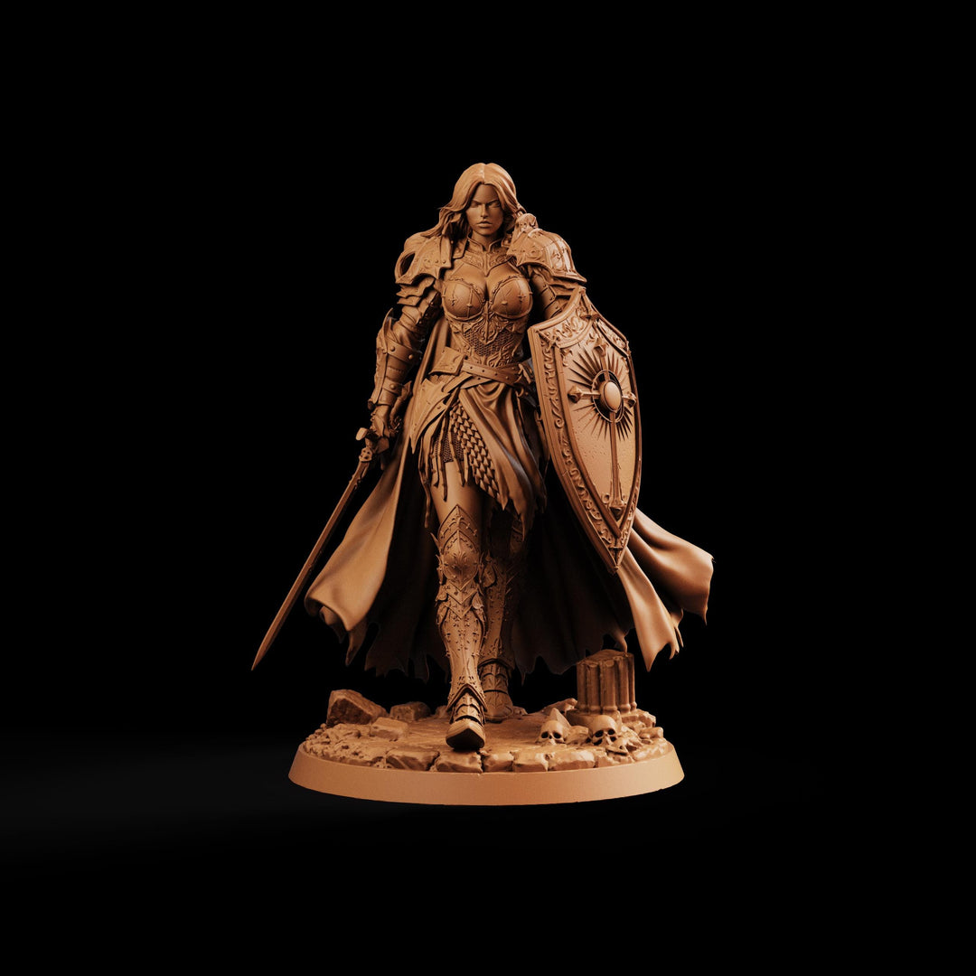 Female Paladin Miniature, Liora Sword Shield Holy Knight, PaintedOrNot Original DnD Pathfinder