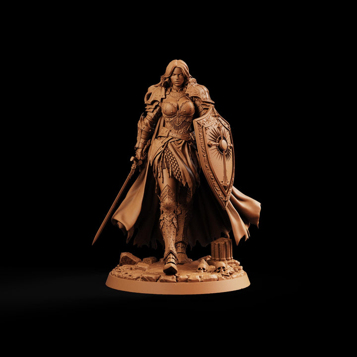 Female Paladin Miniature, Liora Sword Shield Holy Knight, PaintedOrNot Original DnD Pathfinder