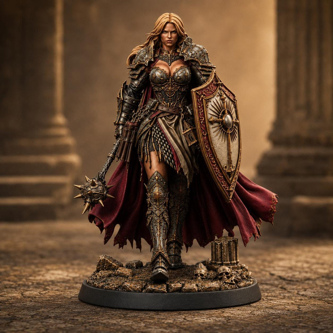 Female Cleric Miniature, Soleira Battle Priestess, PaintedOrNot Original Unpainted Mini | 5 Sizes