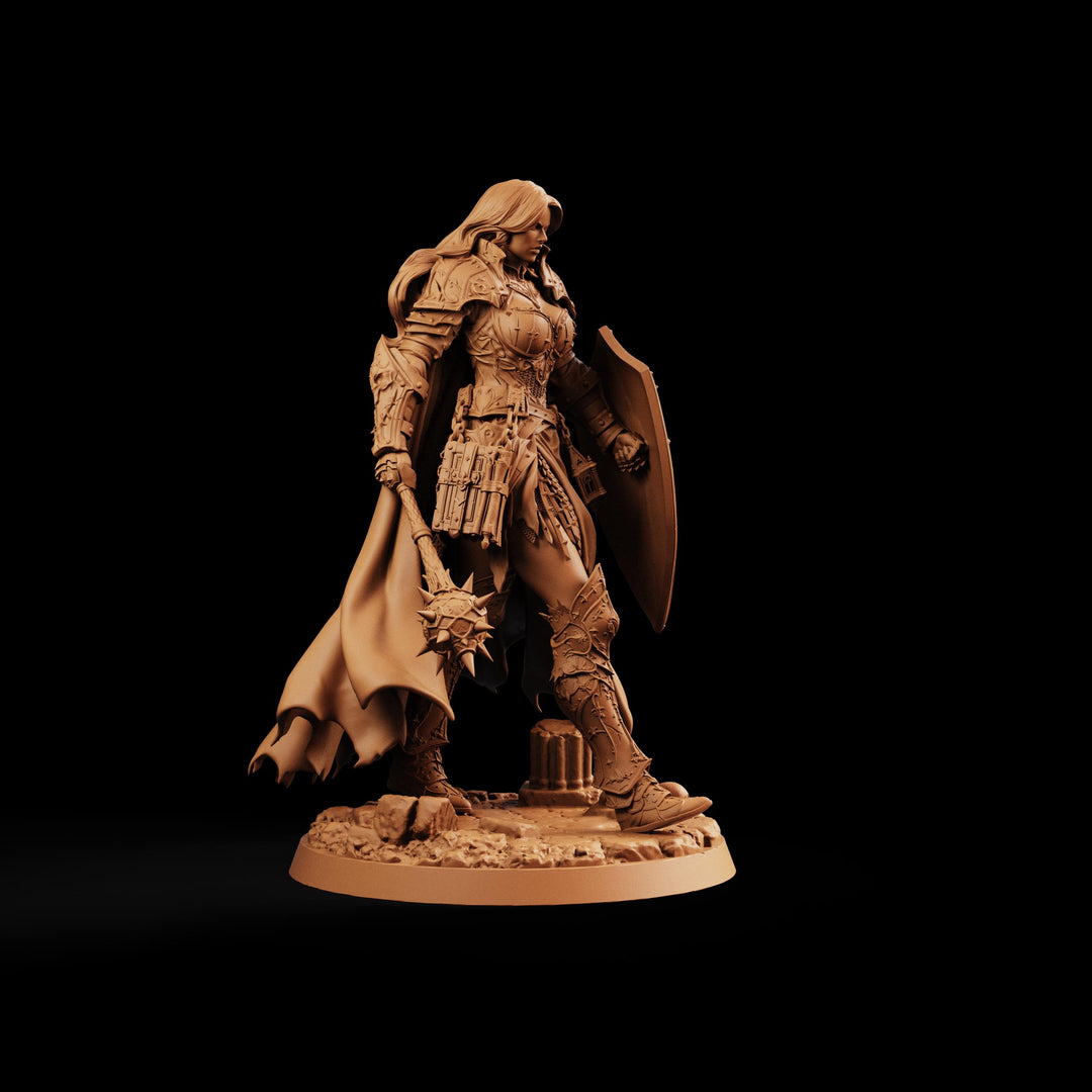 Female Cleric STL, Soleira Battle Priestess, PaintedOrNot Original Digital Mini for DnD 5E
