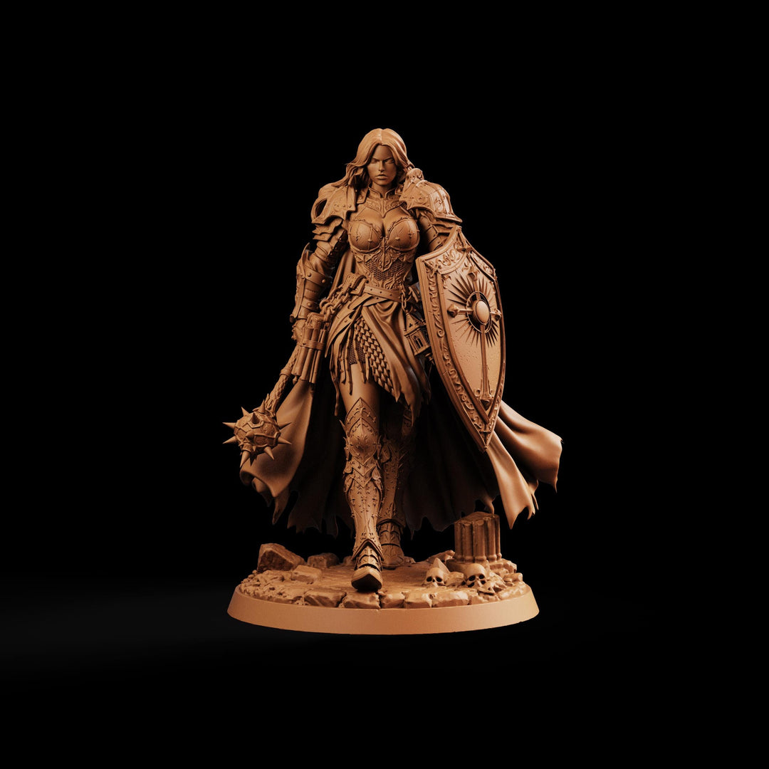 Female Cleric Miniature, Soleira Battle Priestess, PaintedOrNot Original Unpainted Mini | 5 Sizes