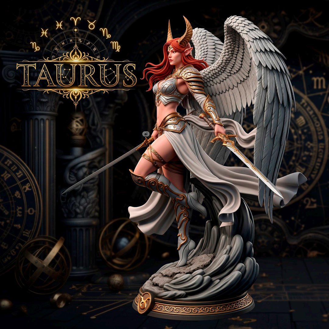 Female Angel Miniature | Taurus Zodiac Warrior NSFW Topless | UNPAINTED Resin DnD Pathfinder