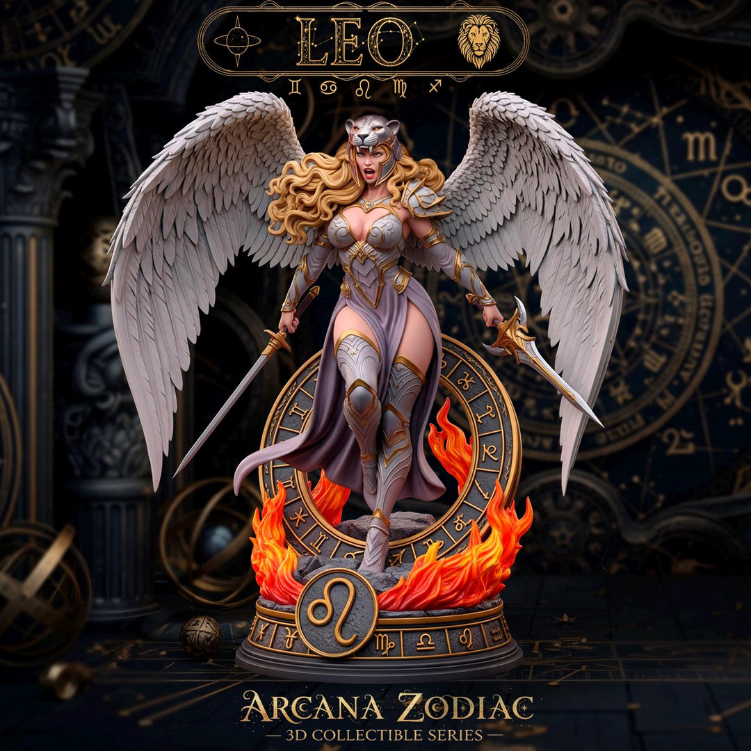 Female Angel Miniature | Leo Zodiac Warrior NSFW Topless | UNPAINTED Resin DnD Pathfinder