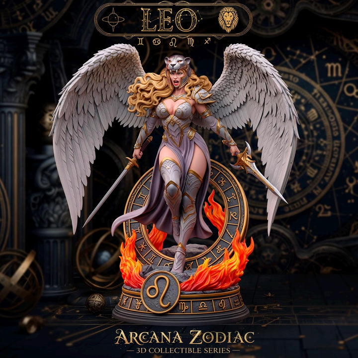 Female Angel Miniature | Leo Zodiac Warrior NSFW Topless | UNPAINTED Resin DnD Pathfinder