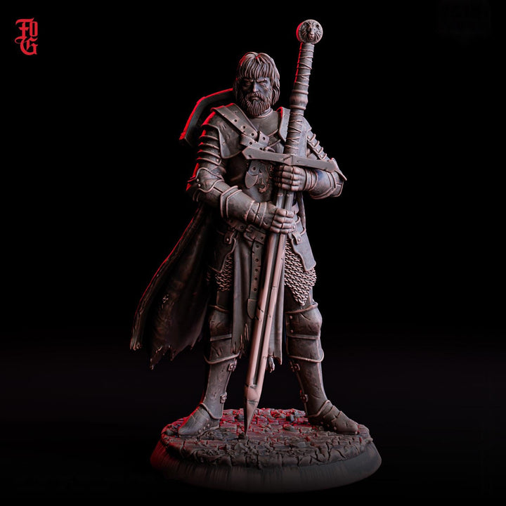 Human Fighter Miniature | Lone Battle Master Warrior | UNPAINTED Resin DnD Pathfinder