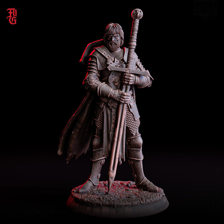 Human Fighter Miniature | Lone Battle Master Warrior | UNPAINTED Resin DnD Pathfinder