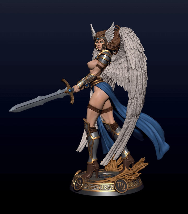 Female Angel Miniature | Virgo Zodiac Warrior NSFW Topless | UNPAINTED Resin DnD Pathfinder