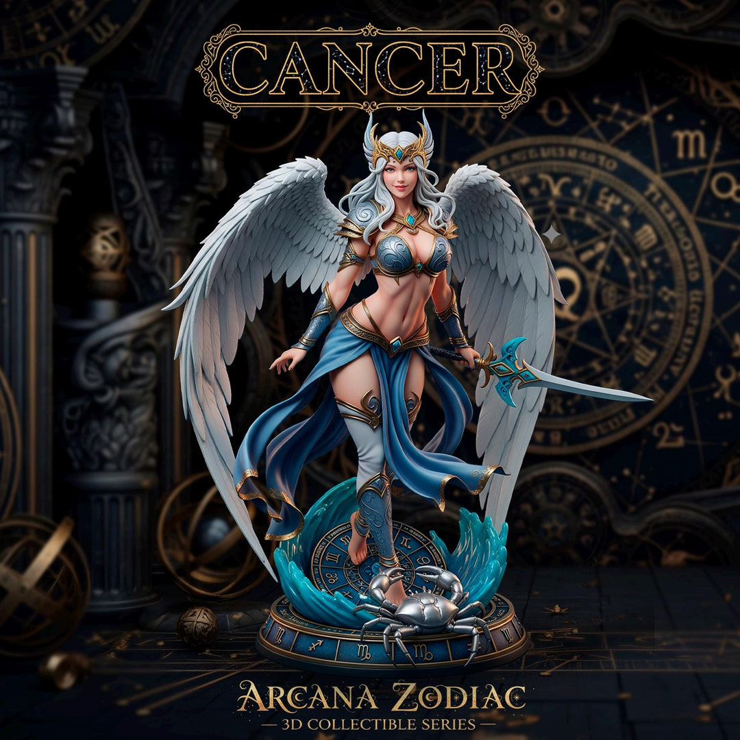 Female Angel Miniature | Cancer Zodiac Warrior NSFW Topless | UNPAINTED Resin DnD Pathfinder