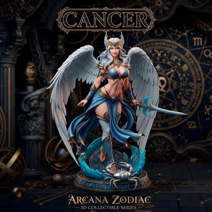 Female Angel Miniature | Cancer Zodiac Warrior NSFW Topless | UNPAINTED Resin DnD Pathfinder