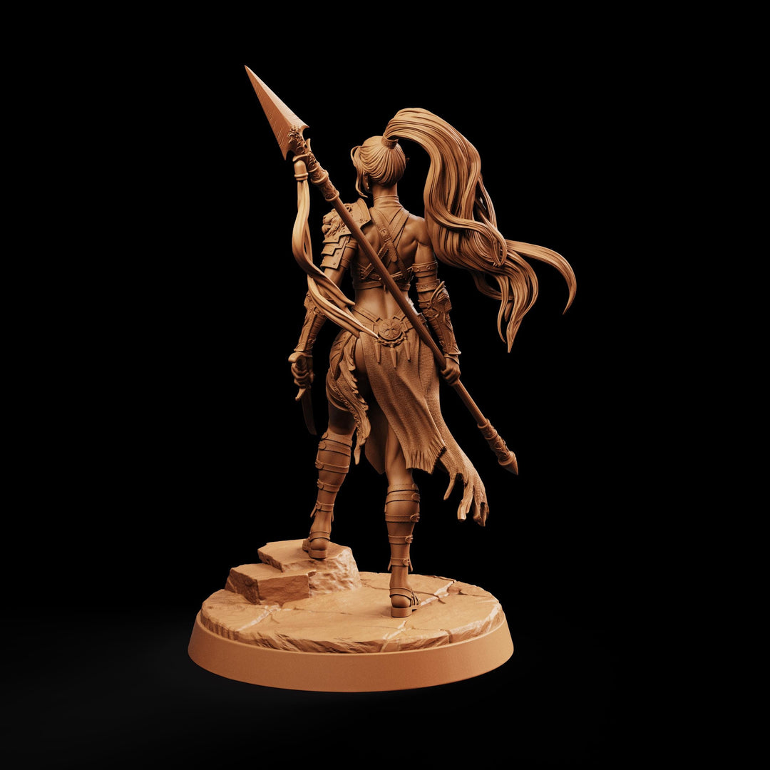 Female Elf Polearm Master Miniature, Thalira Spear Fighter Gladiator, PaintedOrNot Original DnD Pathfinder
