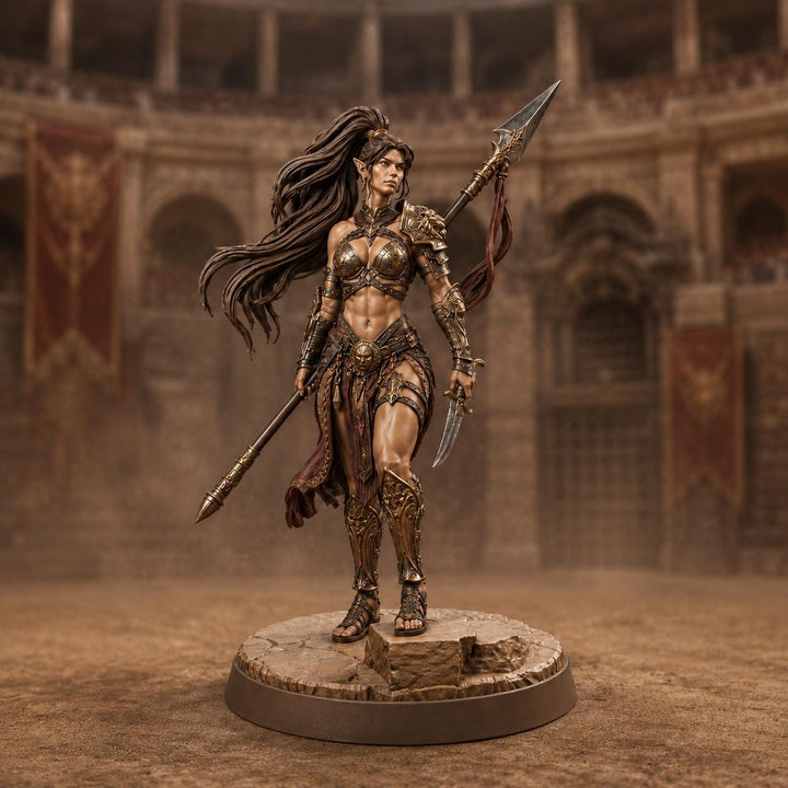 Female Elf Polearm Master Miniature, Thalira Spear Fighter Gladiator, PaintedOrNot Original DnD Pathfinder