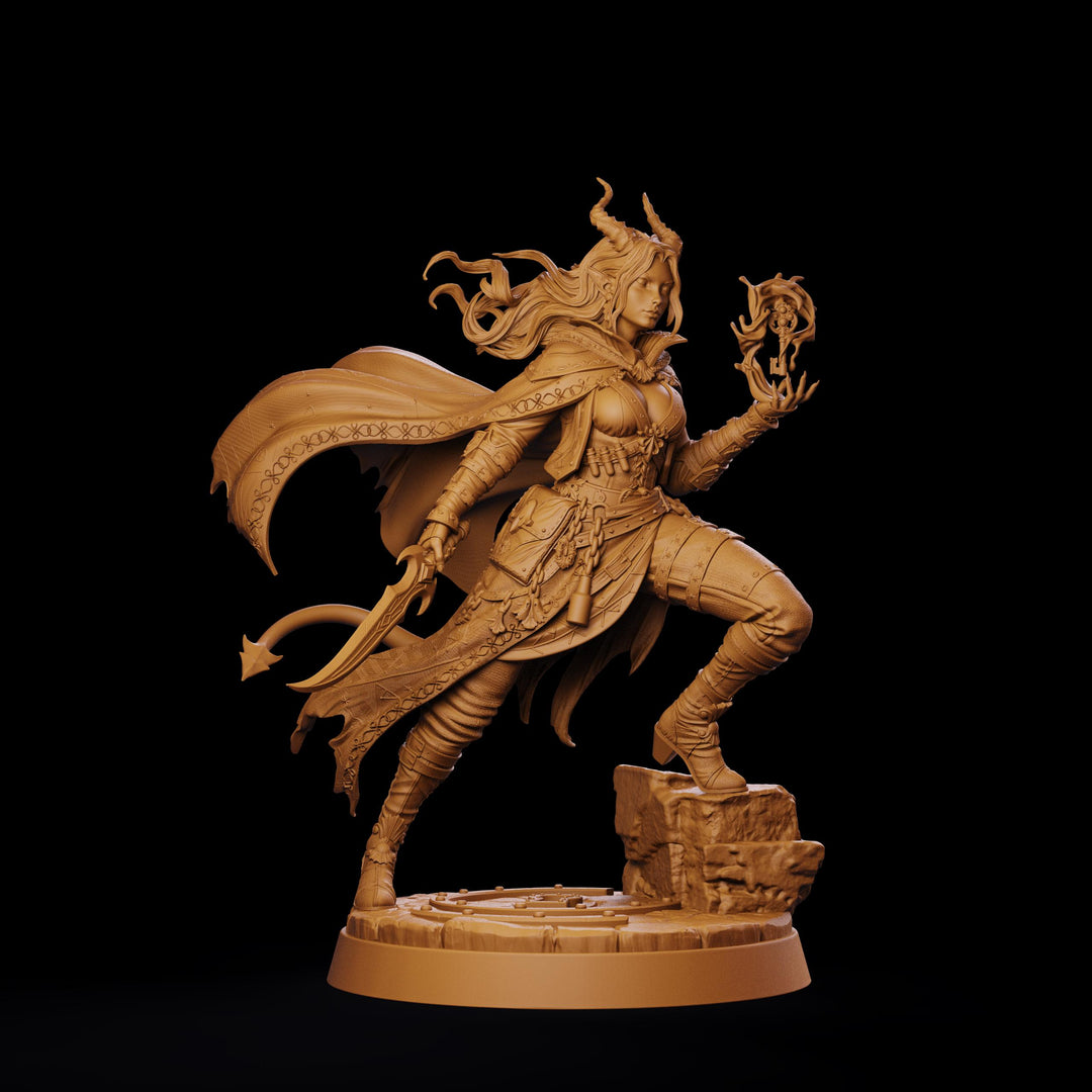 Female Tiefling Arcane Rogue Miniature, Belyra Spellblade, PaintedOrNot Original DnD Pathfinder