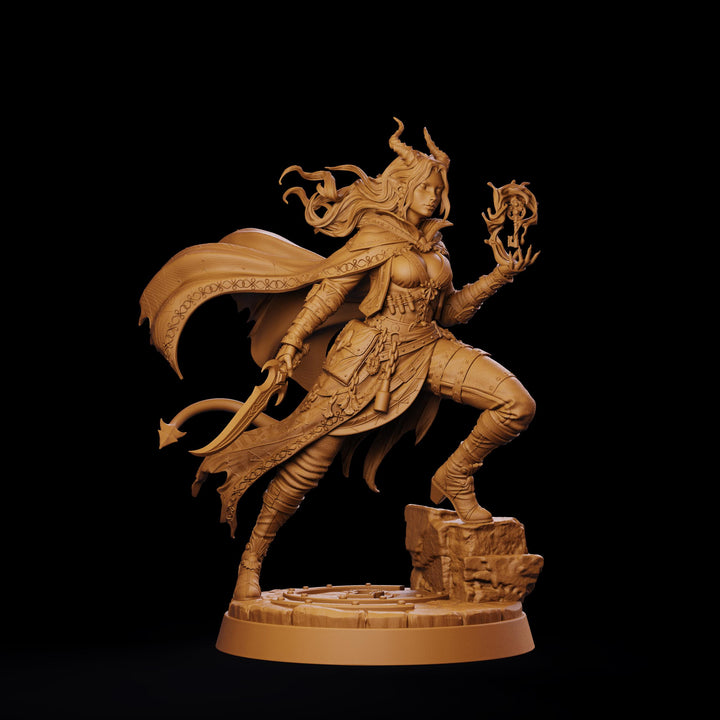 Female Tiefling Arcane Rogue Miniature, Belyra Spellblade, PaintedOrNot Original DnD Pathfinder