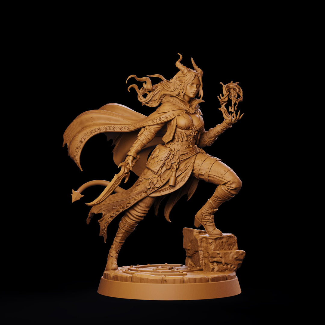 Tiefling Rogue STL, Belyra Arcane Spellblade Assassin, PaintedOrNot Original Digital Mini for DnD 5E