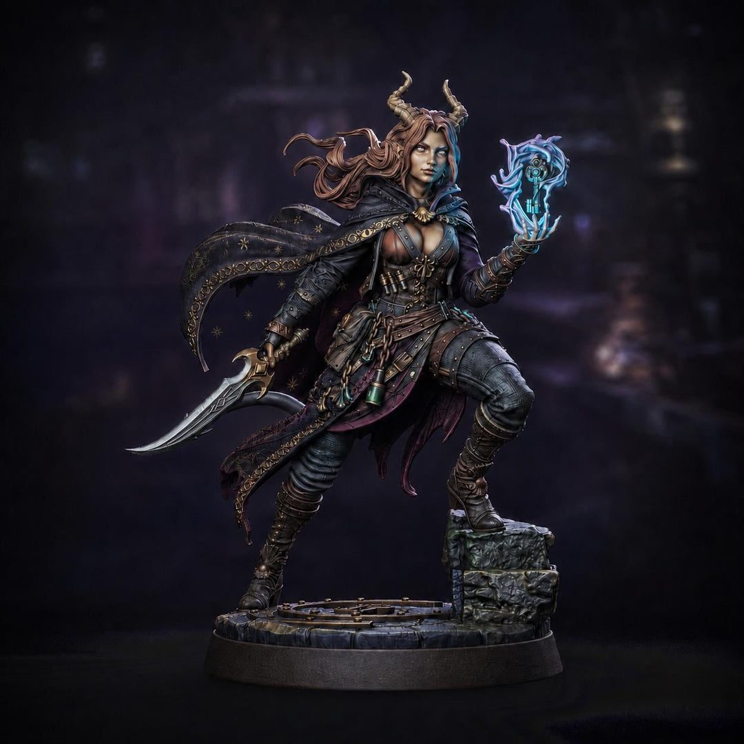 Female Tiefling Arcane Rogue Miniature, Belyra Spellblade, PaintedOrNot Original DnD Pathfinder