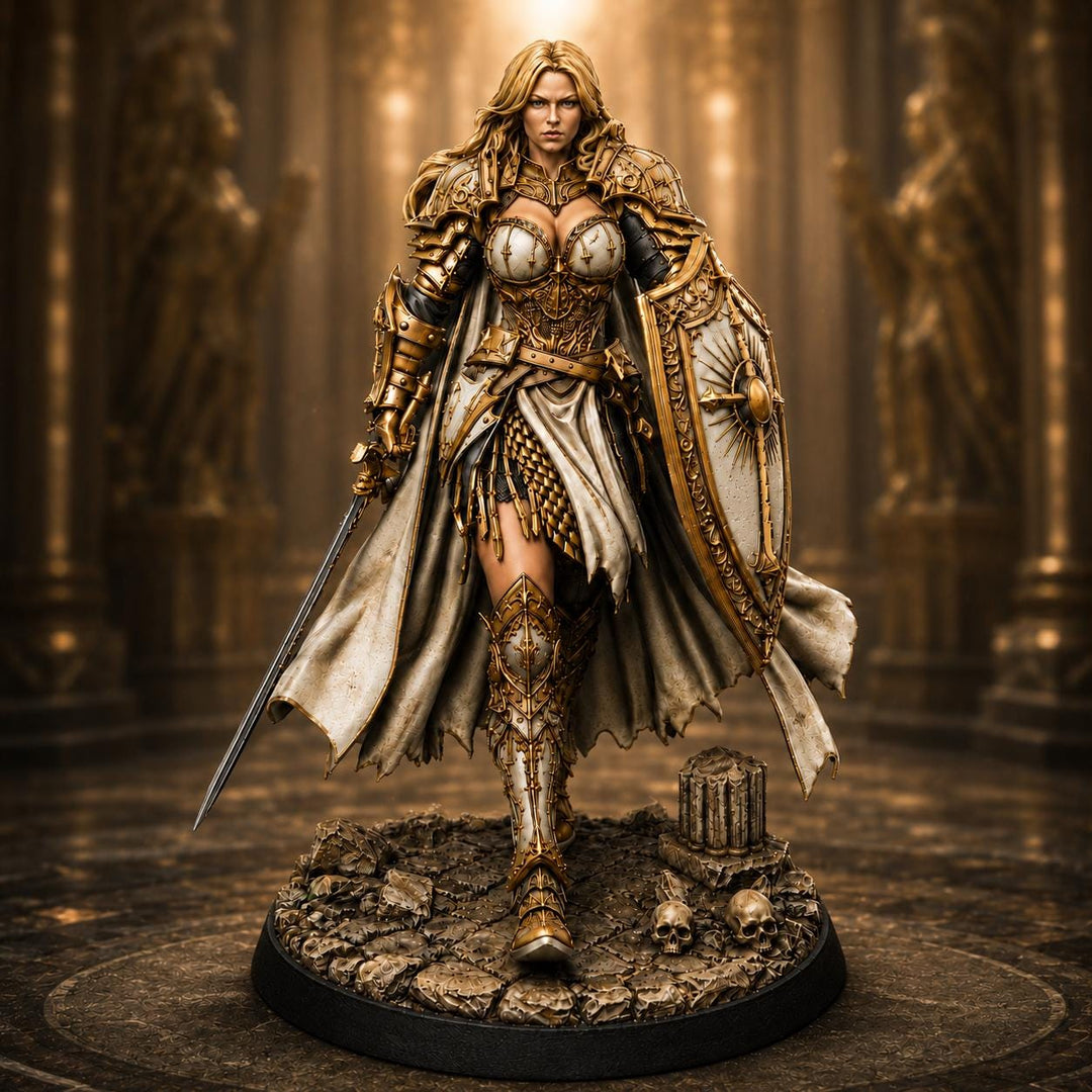 Female Paladin Miniature, Liora Sword Shield Holy Knight, PaintedOrNot Original DnD Pathfinder