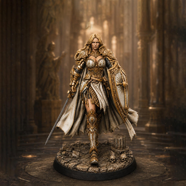 Female Paladin Miniature, Liora Sword Shield Holy Knight, PaintedOrNot Original DnD Pathfinder