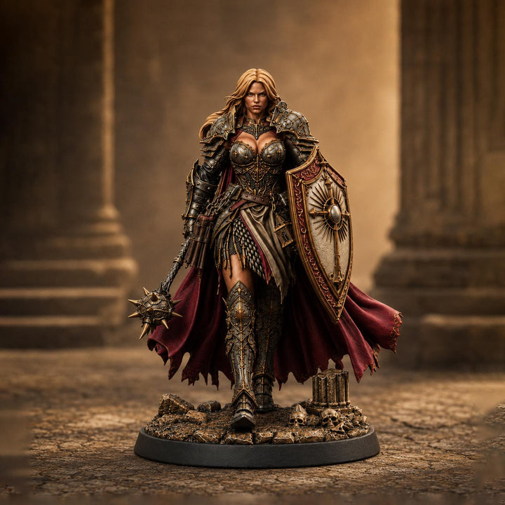 Female Cleric Miniature, Soleira Battle Priestess, PaintedOrNot Original Unpainted Mini | 5 Sizes