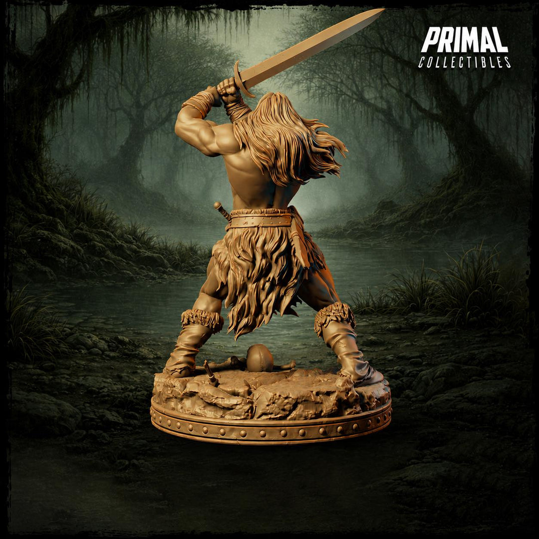 Human Barbarian Greatsword Miniature | Tribal Berserker Warrior | Unpainted Resin DnD Pathfinder