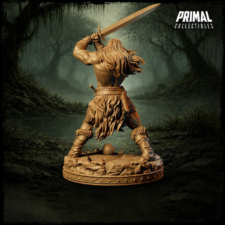Human Barbarian Greatsword Miniature | Tribal Berserker Warrior | Unpainted Resin DnD Pathfinder