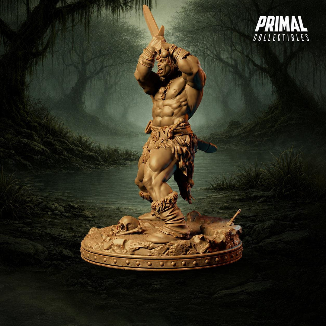 Human Barbarian Greatsword Miniature | Tribal Berserker Warrior | Unpainted Resin DnD Pathfinder